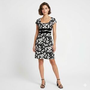 Donna Rico NY Vintage Floral Empire Waist Sheath Dress Babydoll SZ 8